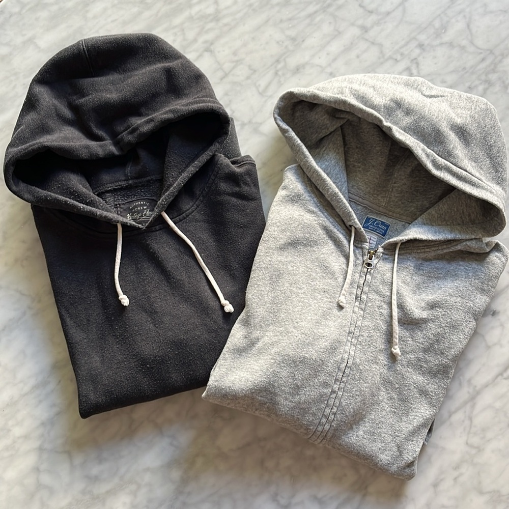 2 Very Worn J. Crew Vintage Fleece Sweatshirts